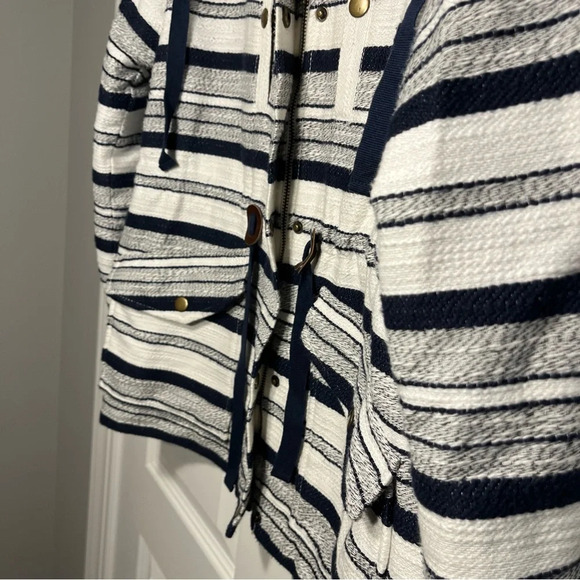 Loft Breton Women's Small Anorak Jacket Nautical Navy Blue & White Striped - Picture 3 of 10